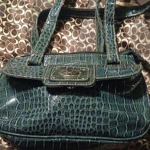 Chic Green Crocodile-Embossed Mini Bag